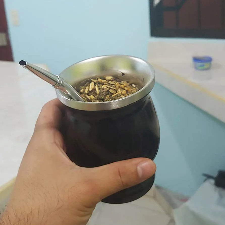 Mate de Acero Inoxidable 240ml con Bombilla y Cepillo