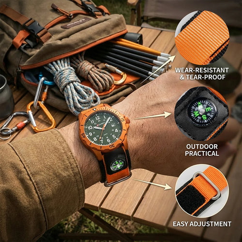 Premium Tactical Nylon Watch Band 20mm/22mm – Rugged Compass Sport Strap for Samsung Galaxy Watch, Huawei, Xiaomi, Amazfit & More