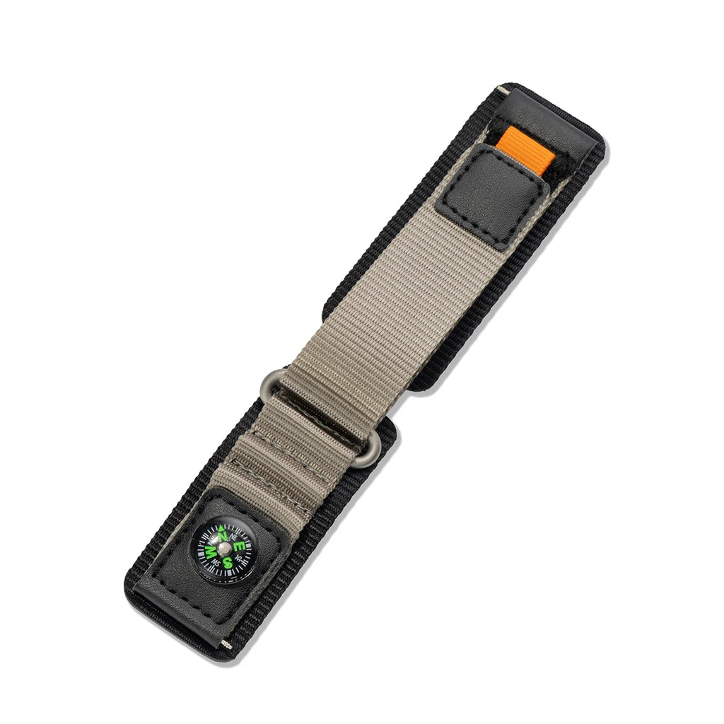 Bracelet de montre tactique en nylon premium 20mm/22mm – Bracelet de sport robuste à boussole pour Samsung Galaxy Watch, Huawei, Xiaomi, Amazfit et bien d'autres