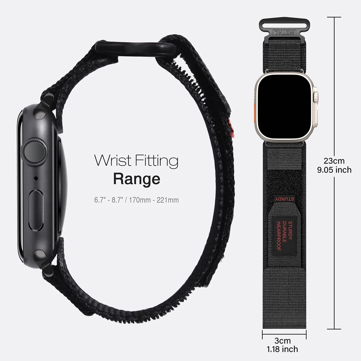 Tactical Nylon Strap for Apple Watch – Durable, Breathable & Secure Fit (38–49mm)
