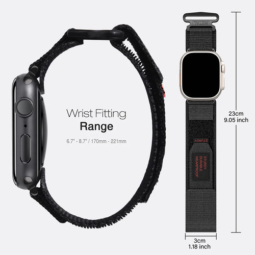 Tactical Nylon Strap for Apple Watch – Durable, Breathable & Secure Fit (38–49mm)