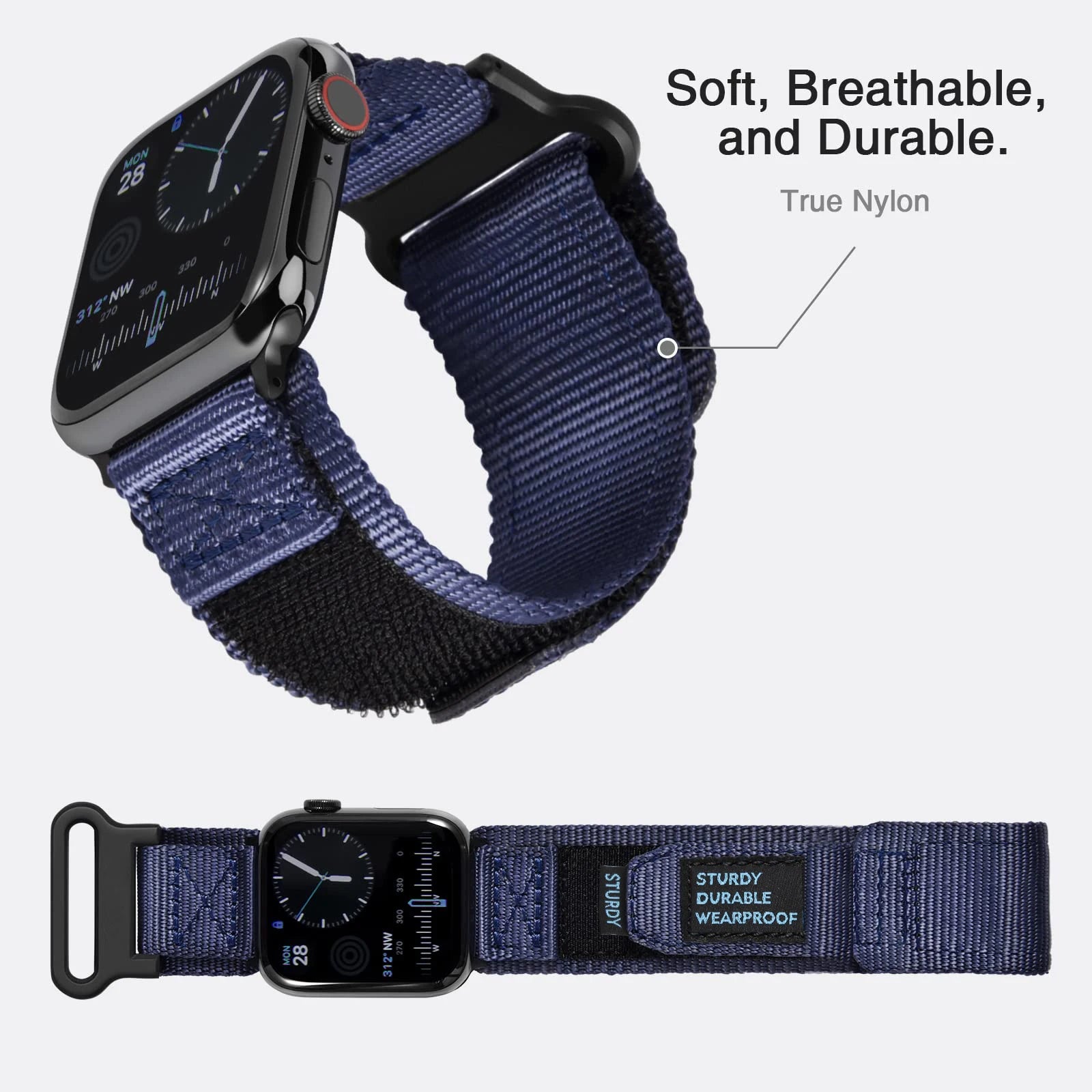 Tactical Nylon Strap for Apple Watch – Durable, Breathable & Secure Fit (38–49mm)