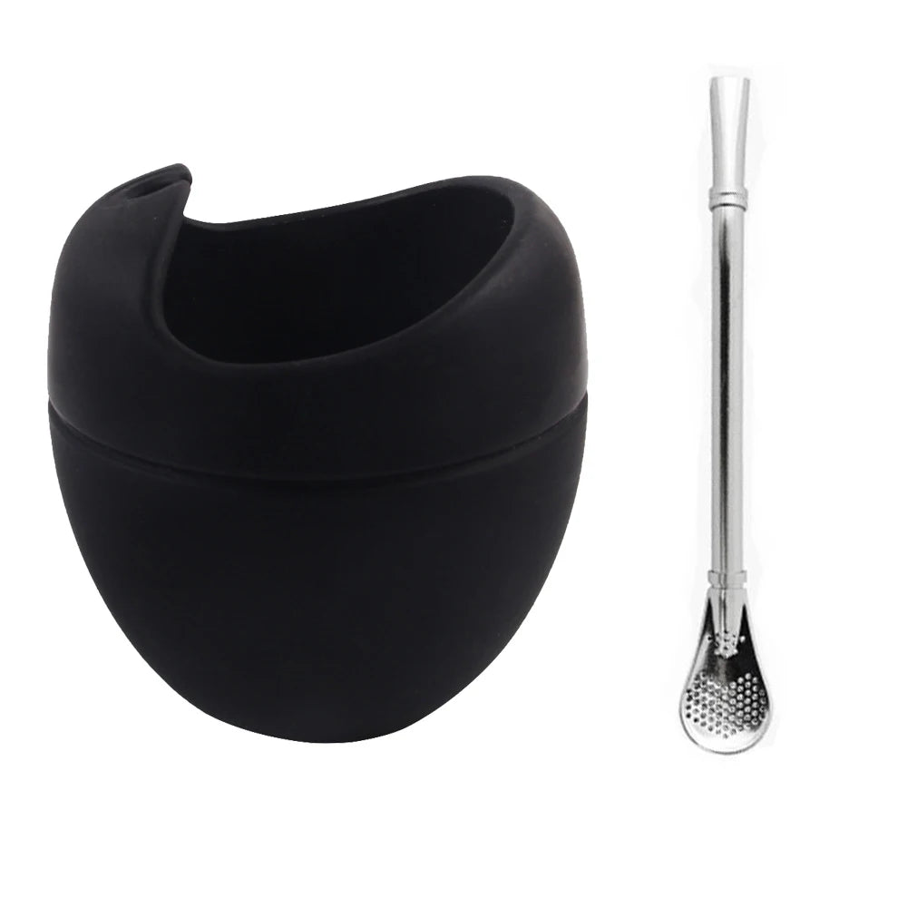Set Premium de Mate de Silicona 5 oz con Bombilla