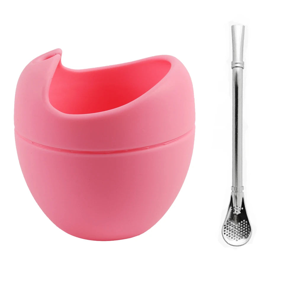Set Premium de Mate de Silicona 5 oz con Bombilla