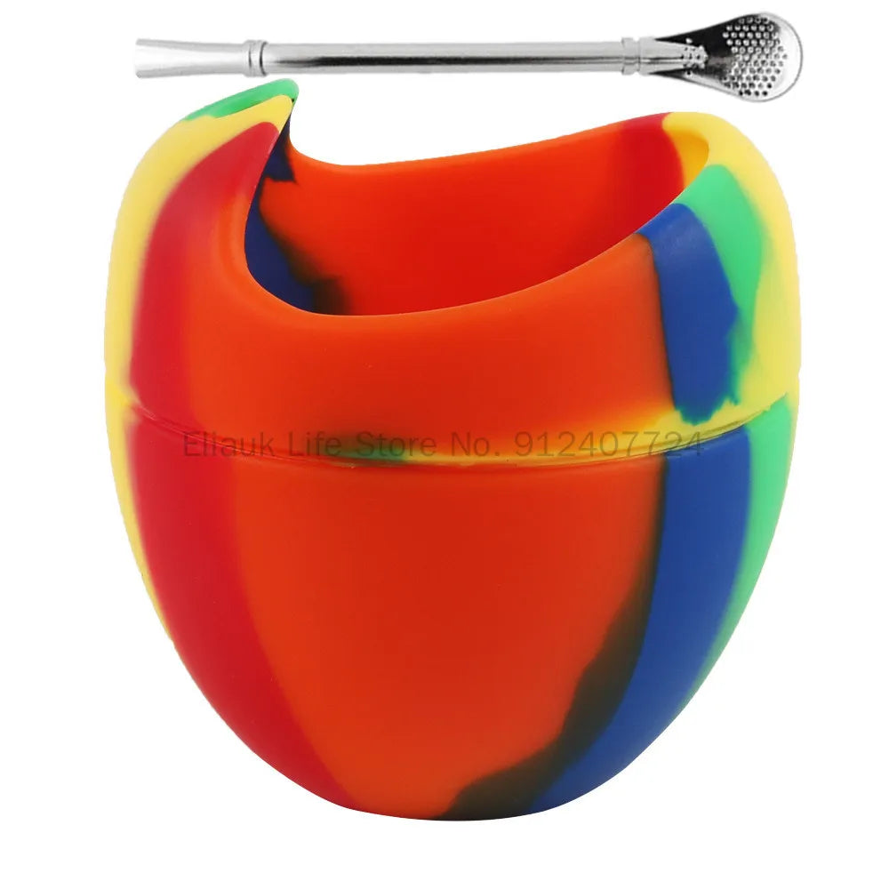 Set Premium de Mate de Silicona 5 oz con Bombilla
