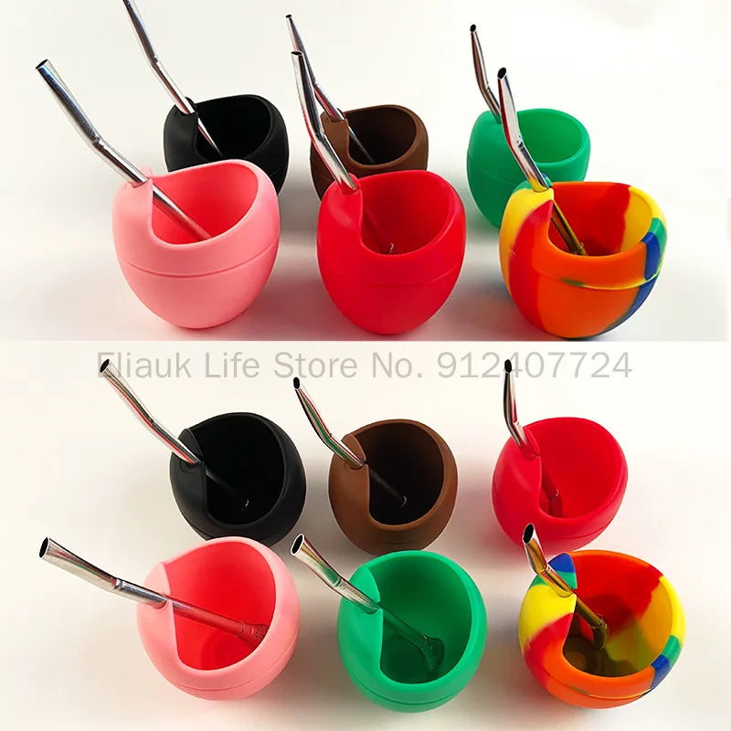 Set Premium de Mate de Silicona 5 oz con Bombilla