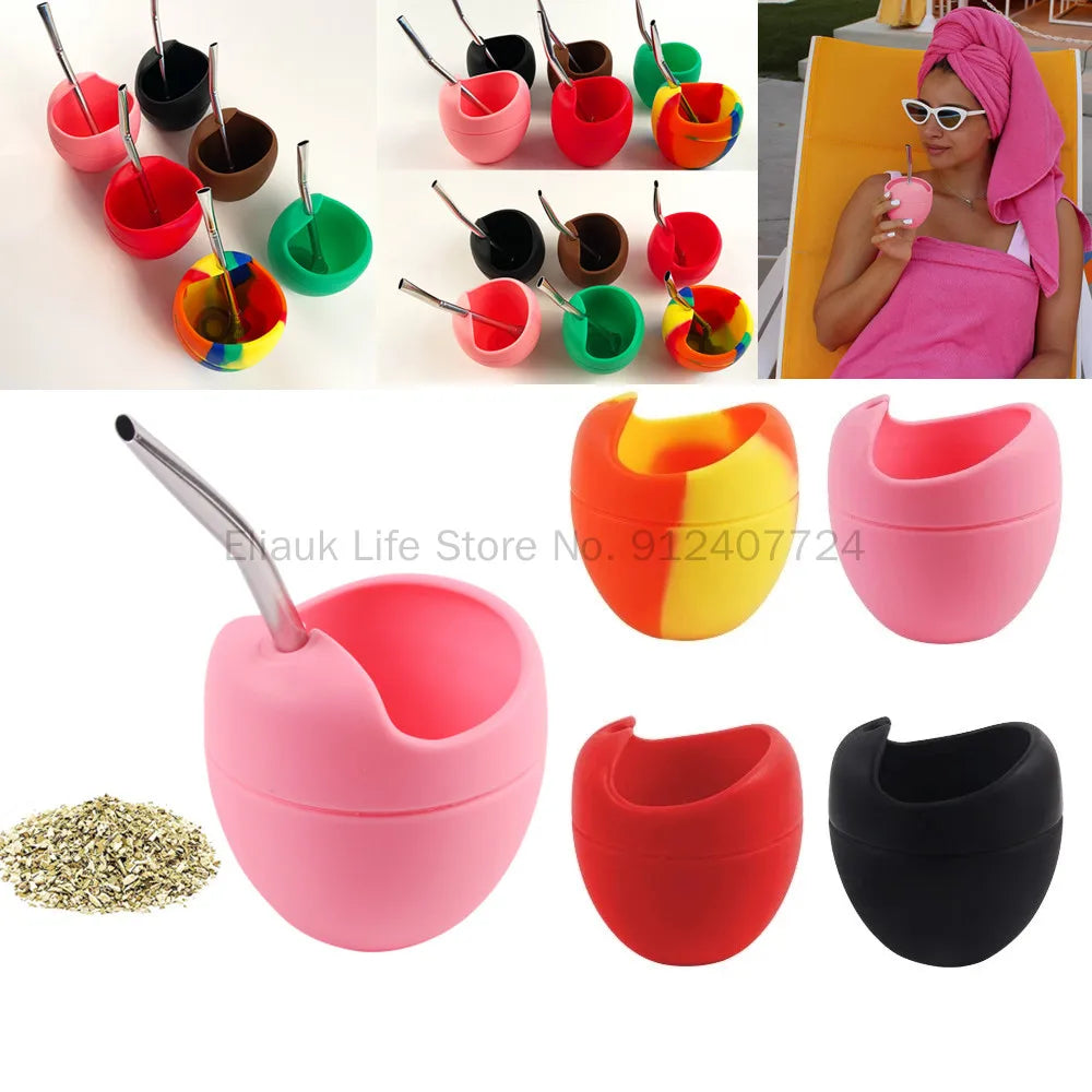 Set Premium de Mate de Silicona 5 oz con Bombilla