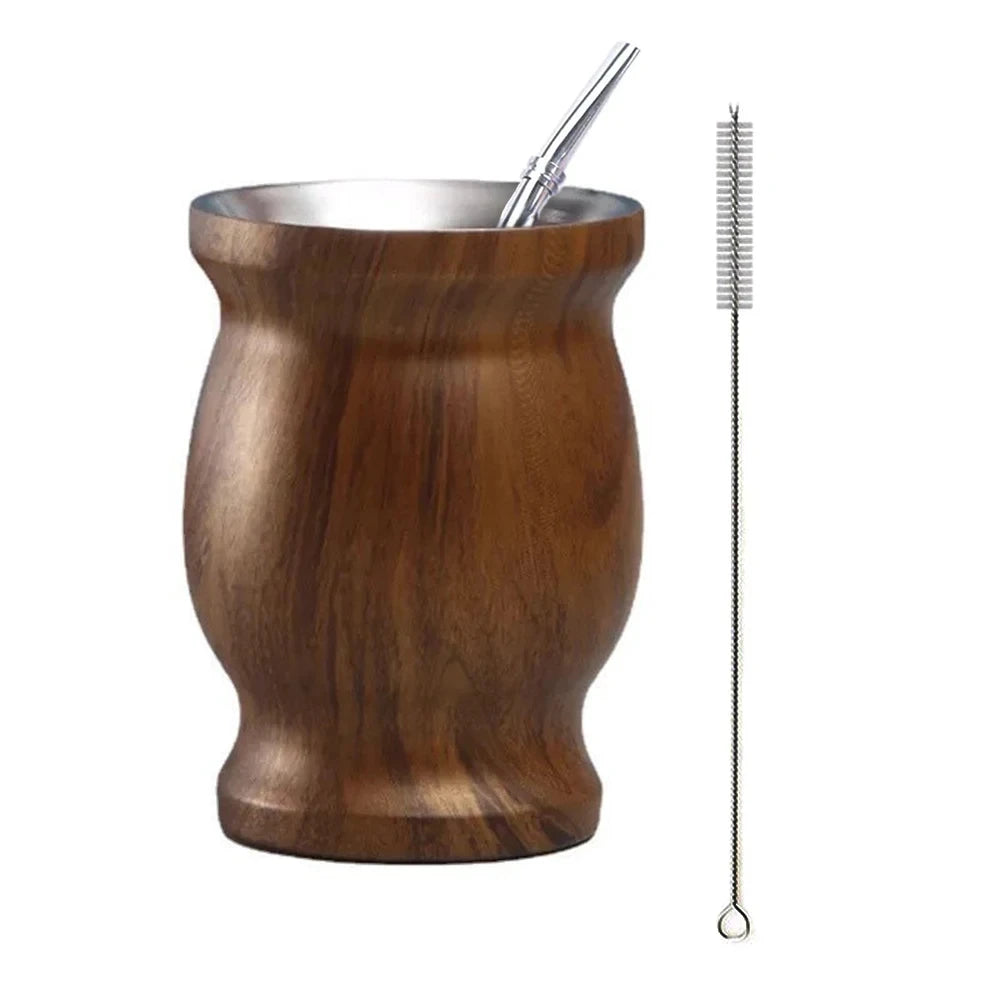 Mate de Acero Inoxidable 240ml con Bombilla y Cepillo