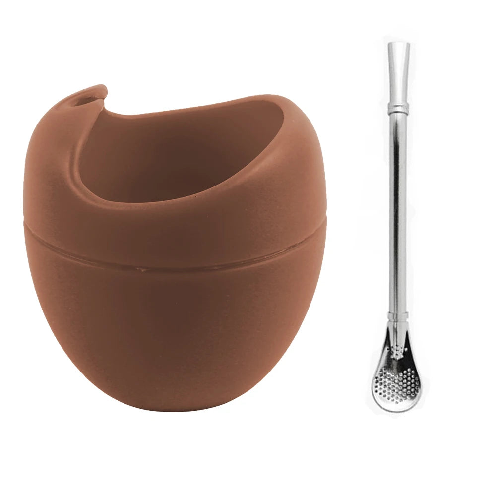 Set Premium de Mate de Silicona 5 oz con Bombilla