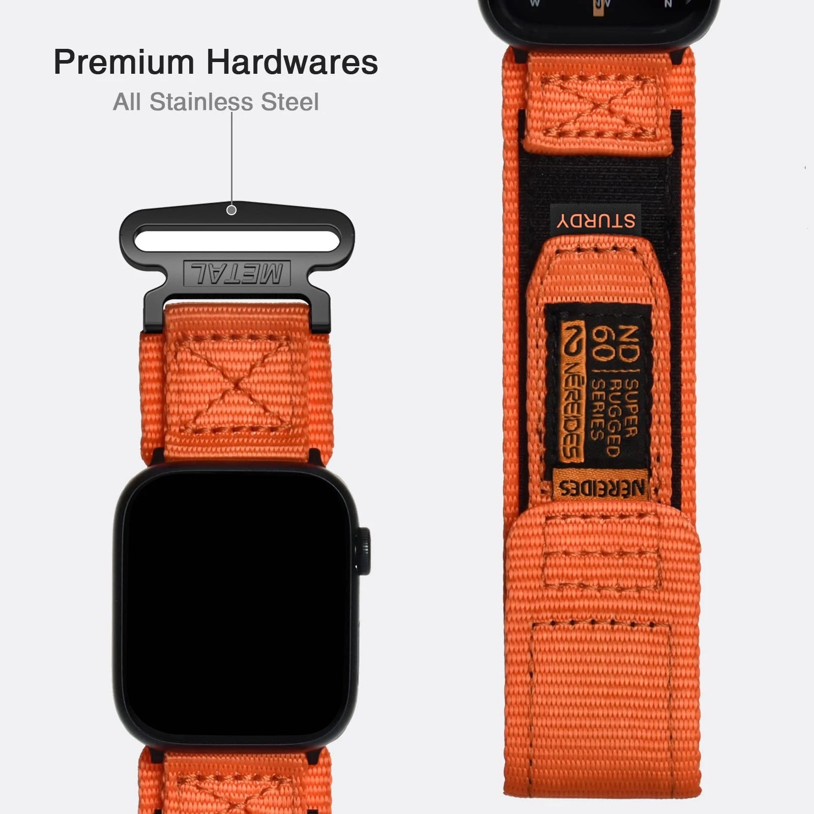 Tactical Nylon Strap for Apple Watch – Durable, Breathable & Secure Fit (38–49mm)