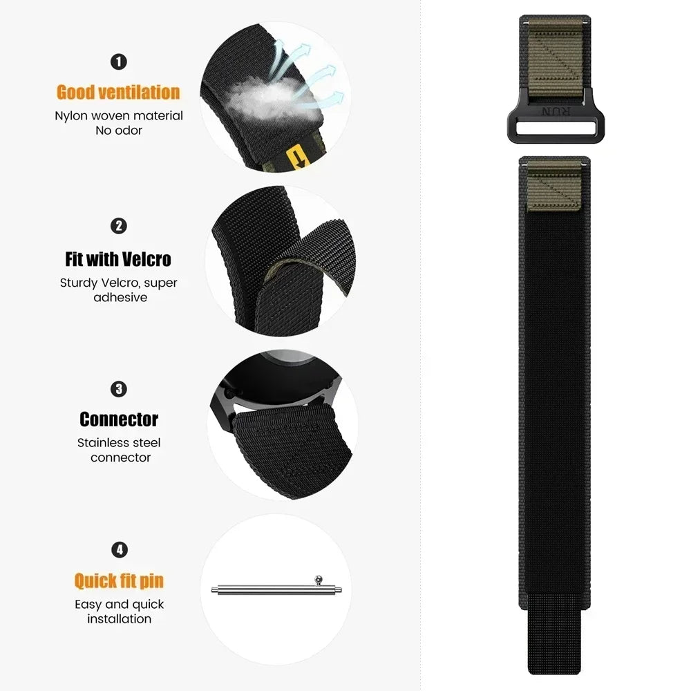 Tactical Nylon Strap for Xiaomi Watch (22mm) – Built for Sport & Daily Use