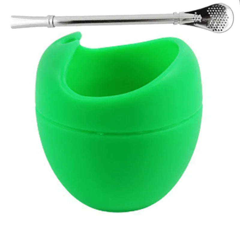 Set Premium de Mate de Silicona 5 oz con Bombilla
