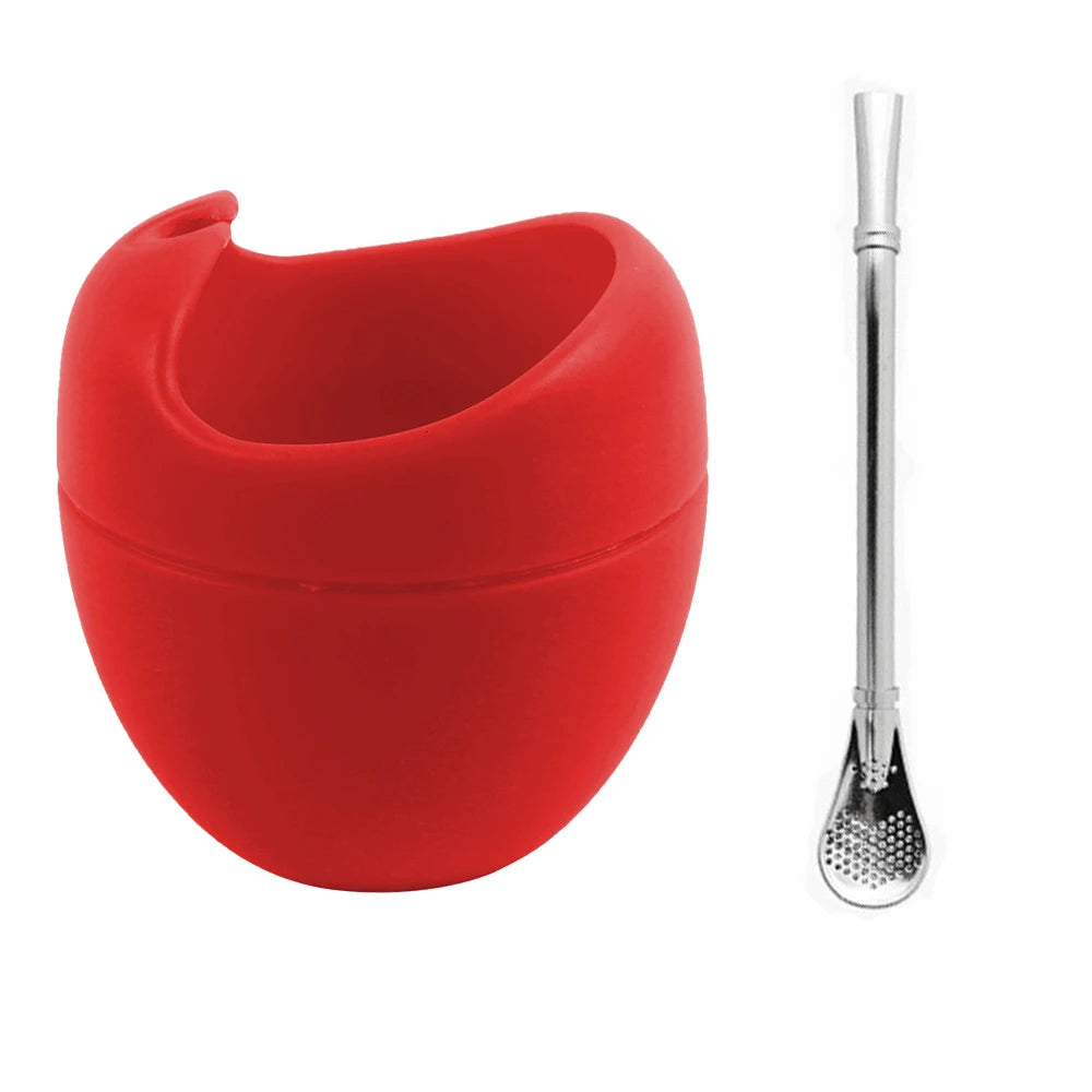 Set Premium de Mate de Silicona 5 oz con Bombilla