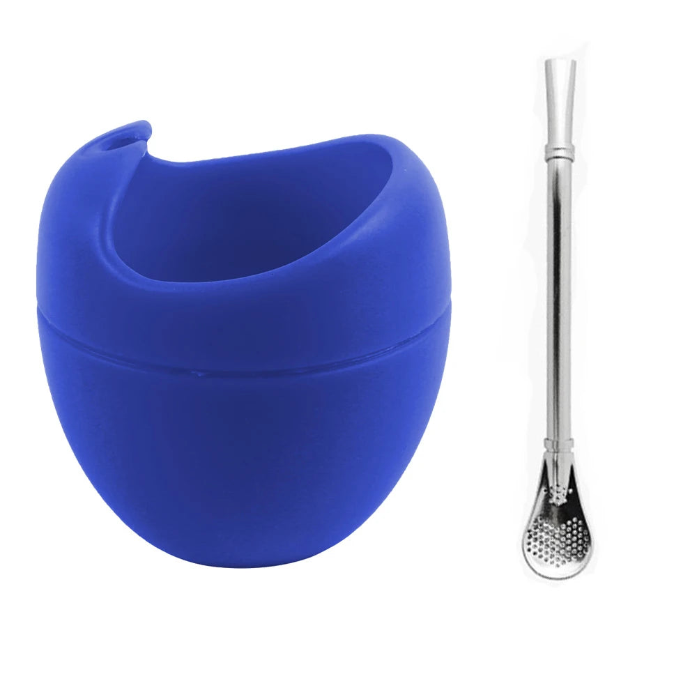 Set Premium de Mate de Silicona 5 oz con Bombilla
